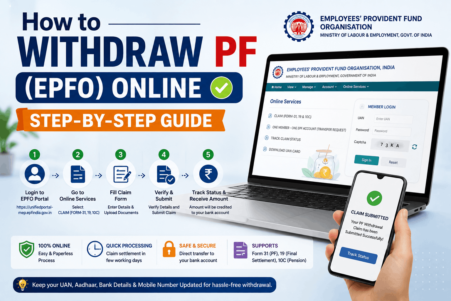 How to Withdraw PF EPFO Online 2026  Step by Step Guide